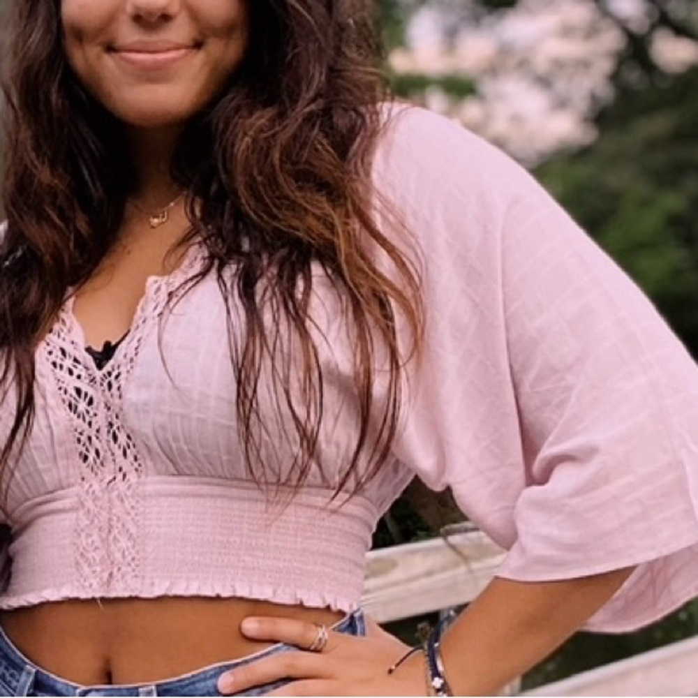 Cotton Candy LA Light Pink Lace Crop Top